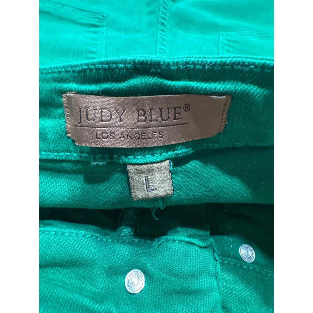Judy Blue Green High Rise‎ Cuffed Denim Shorts Womens Size Large